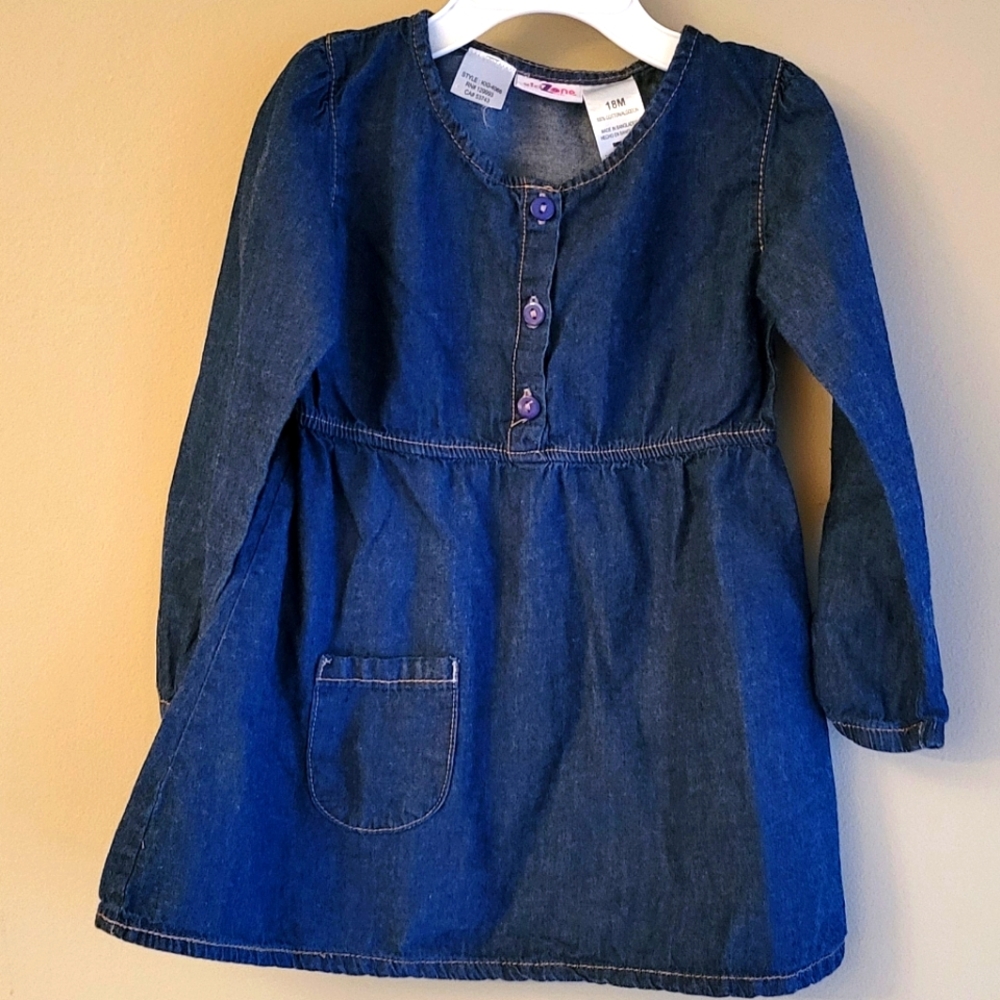 Kid Zone dark wash lightweight denim dress